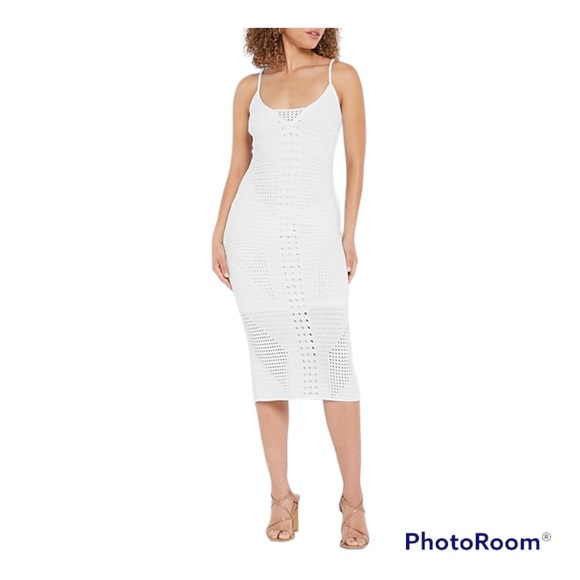 Express Dresses & Skirts - NWT Express Crochet V-Neck Midi Sweater Dress